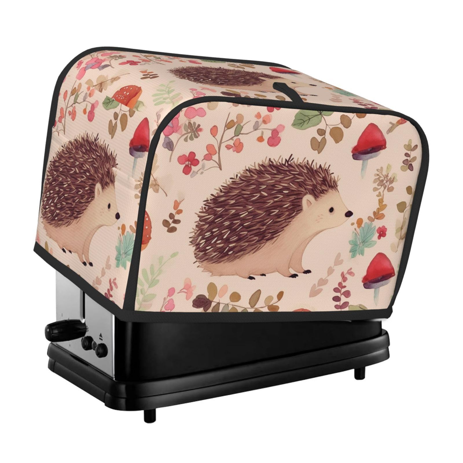 Fodpand Black Toaster Covers 2 Slice Lovely Hedgehog Bread Machine Cover Quilted Toaster Dustproof Cover Washable Appliance Cover Bread Maker Protective For Kitchen Small Appliance