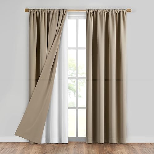 Elrene Home Fashions SunVeil - Forro térmico extra ancho para cortina con tecnología YarnLock, panel individual, 40 x 80 pulgadas, color blanco