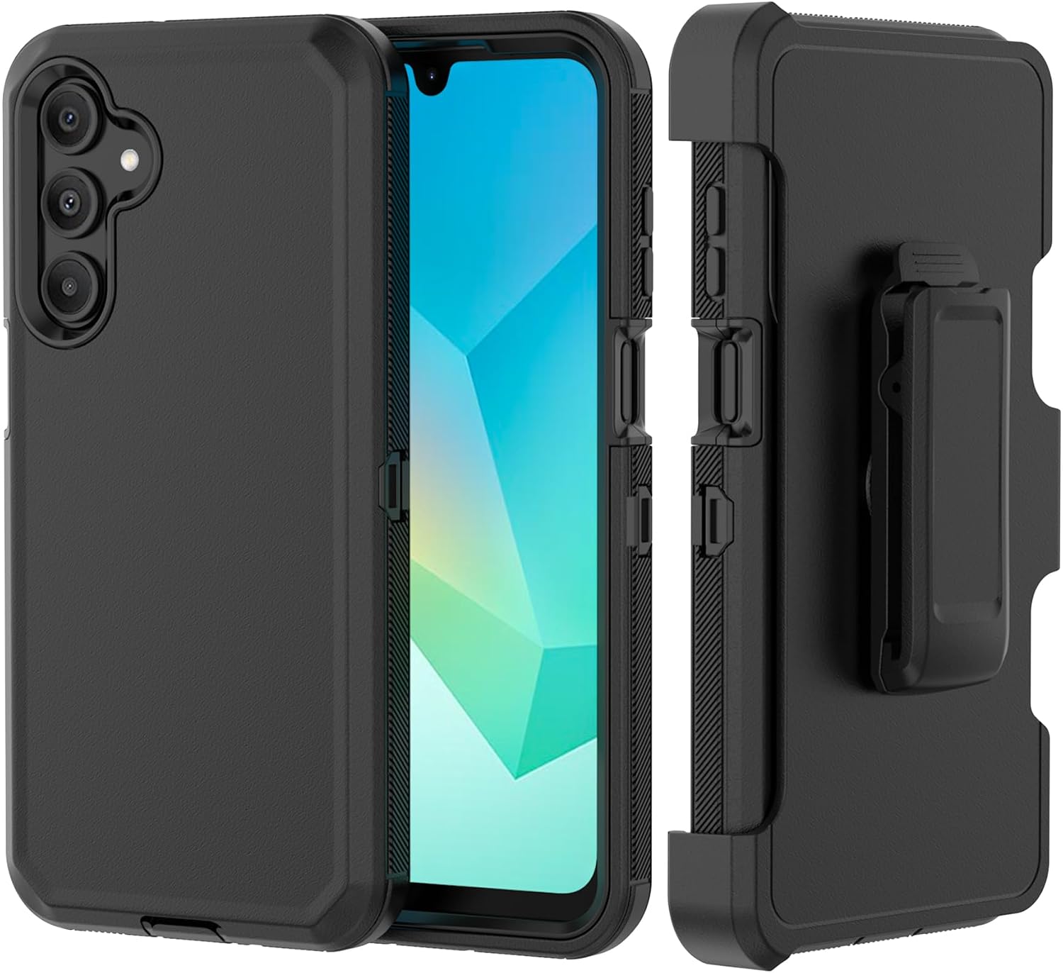 Phone Case for Samsung Galaxy A16 2024 case,Heavy Duty Hard Shockproof Armor Protector Case Cover with Belt Clip Holster for Samsung A16 2024 Phone Case (Black)