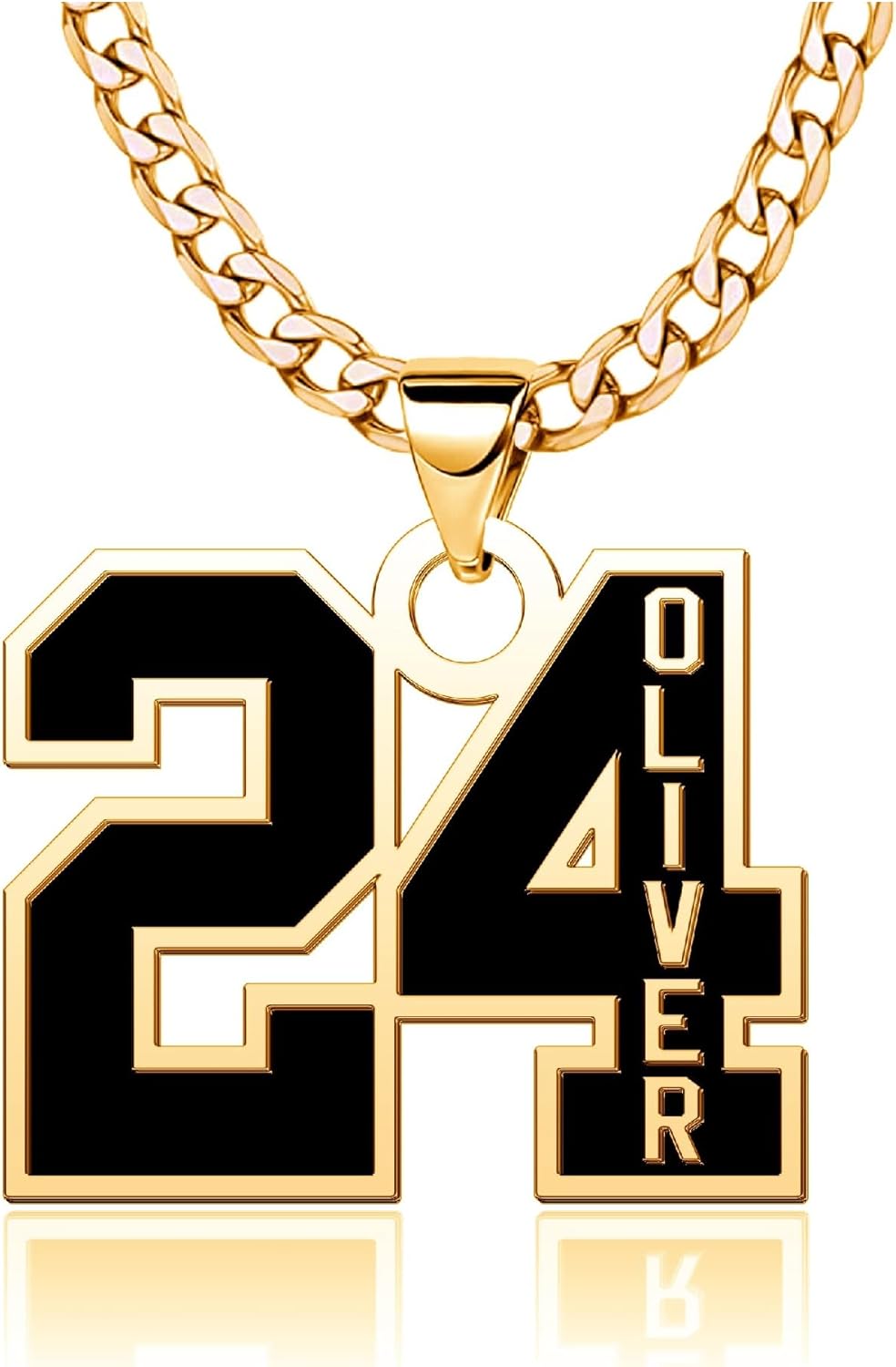18K Gold Plated 19 Black Number Necklaces for Athletes Personalized Jersey Sports