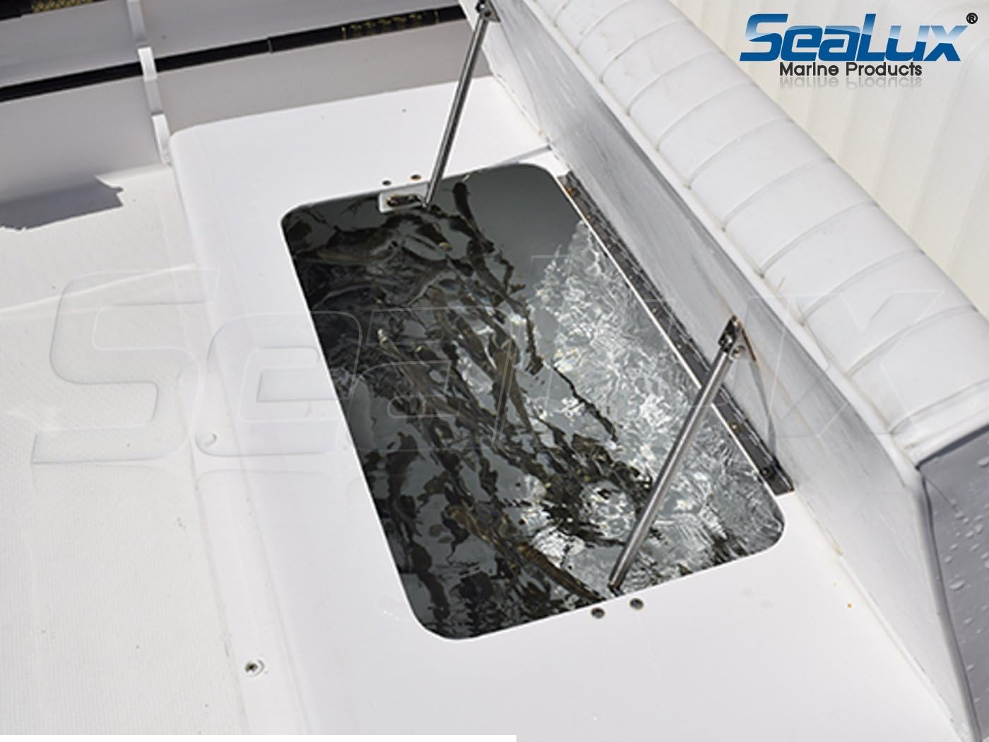 SeaLux Marine 10-1/4" x 9/16" Hatch Support Spring Holder Stainless Steel Includes Fork and U-Bolt Support Plate (Large) for Lid, Door, Cover, Cabinet, Window.