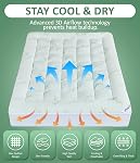 Fracho Ultra Soft Mattress Topper Full Size - Cooling Mattress Topper with Rayon Made from Bamboo Cover - 1000GSM Plush Pillow Top Bed Pad, Naturally Breathable & Supportive for Hot Sleepers, Green
