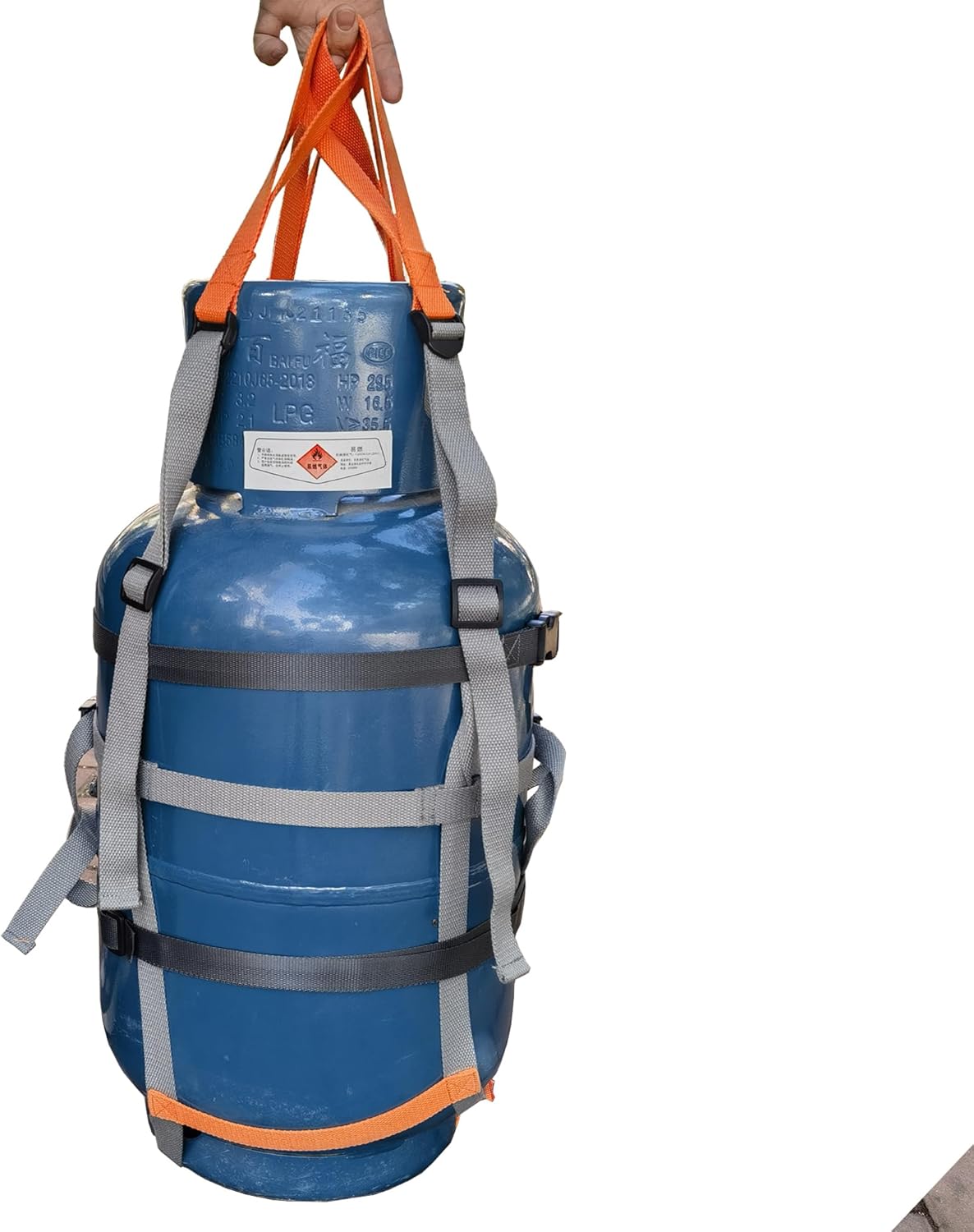 Safe Box Moving Straps, 2-4 Person Lifting Strap for Moving Drum, Appliances,and Heavy Objects,Circular and Square Items Lifting Tool Set, 500 lbs Capacity, Forearm Forklift, Hand-Carried,Gray/Orange