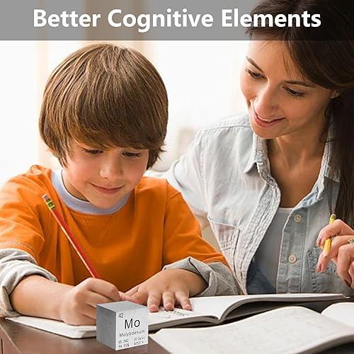 Miniatura 5 de Cubo de molibdeno de metal puro de alta densidad, cubo grabado con láser para colección de elementos, material de laboratorio, tabla periódica de