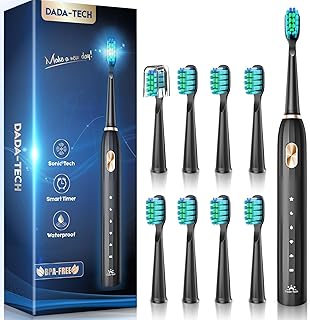 Sonic Toothbrush, Electric Toothbrush Adults Kids Electric Toothbrush Rechargeable Toothbrush with 9 Reminder Brush Heads 5 Cleaning Modes 2-Minute Timer Tooth Brush (Black)