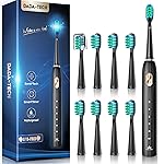Ultrasonic Toothbrush for Adults Sonic Toothbrush, 9 Brush Heads, 5 Cleaning Modes, 4-Hour Charge Lasts 60 Days Electric Toothbrush (Black)