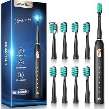 Ultrasonic Toothbrush for Adults Sonic Toothbrush, 9 Brush Heads, 5 Cleaning Modes, 4-Hour Charge Lasts 60 Days Electric Toothbrush Black