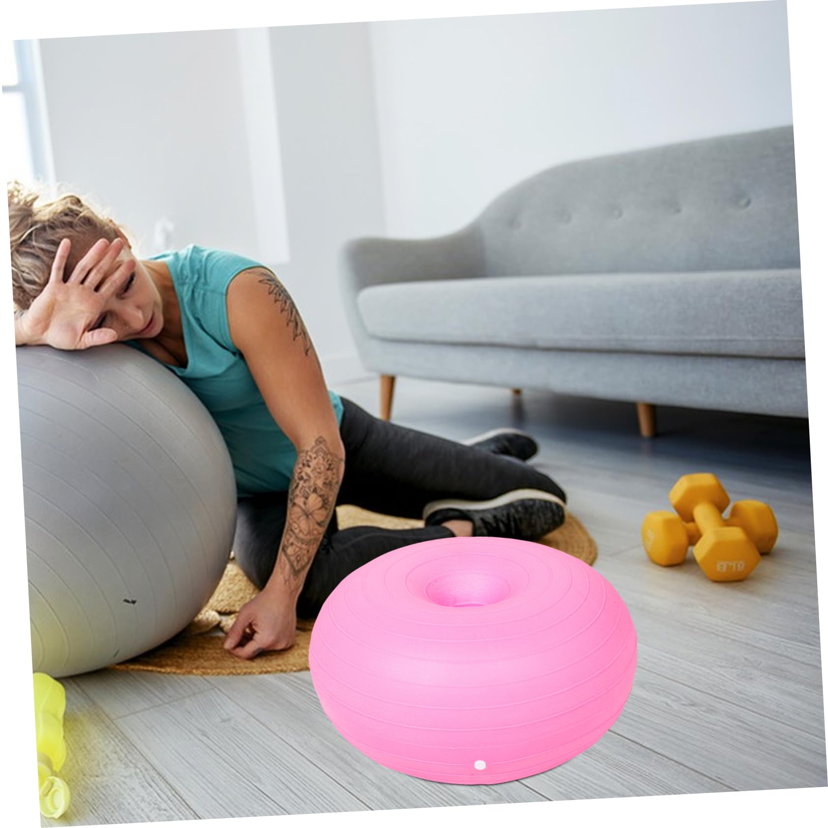 WOONEKY Bola de Yoga de Antideslizante Pelota de Equilibrio Gruesa para Gimnasio Entrenamiento de Núcleo Diario Bola Multifuncional Rosa para Fitness y Yoga