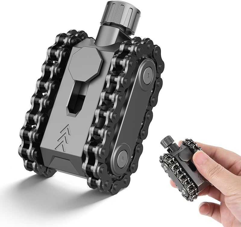 Metal Tank Chain Fidget Slider Roller Spinner Combo, Stress Relief & ADHD Anxiety Relief Toys, Gifts for Adults and Teens, EDC Metal Chain Fidget Toy