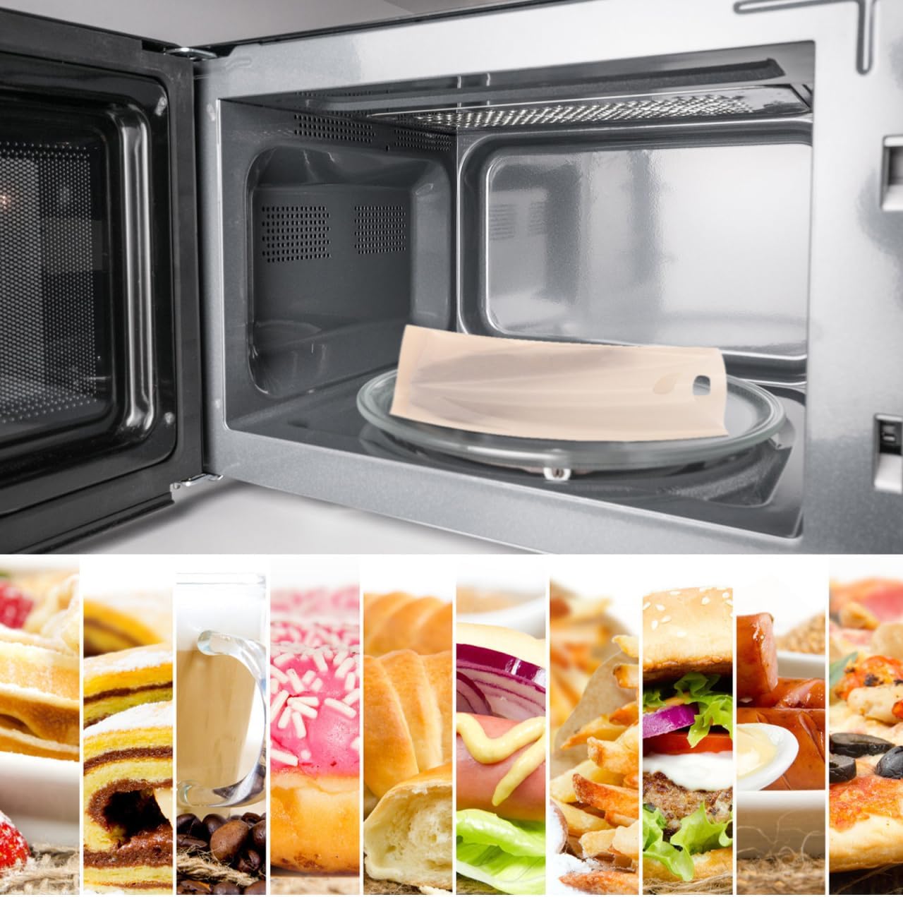 minkissy 5 pcs Reusable Toaster Bags Non Stick Toast Bags Heat Resistant Sandwich Sleeves for Toaster Microwave Oven Grill for Toast Pizza Fries Hot Dogs