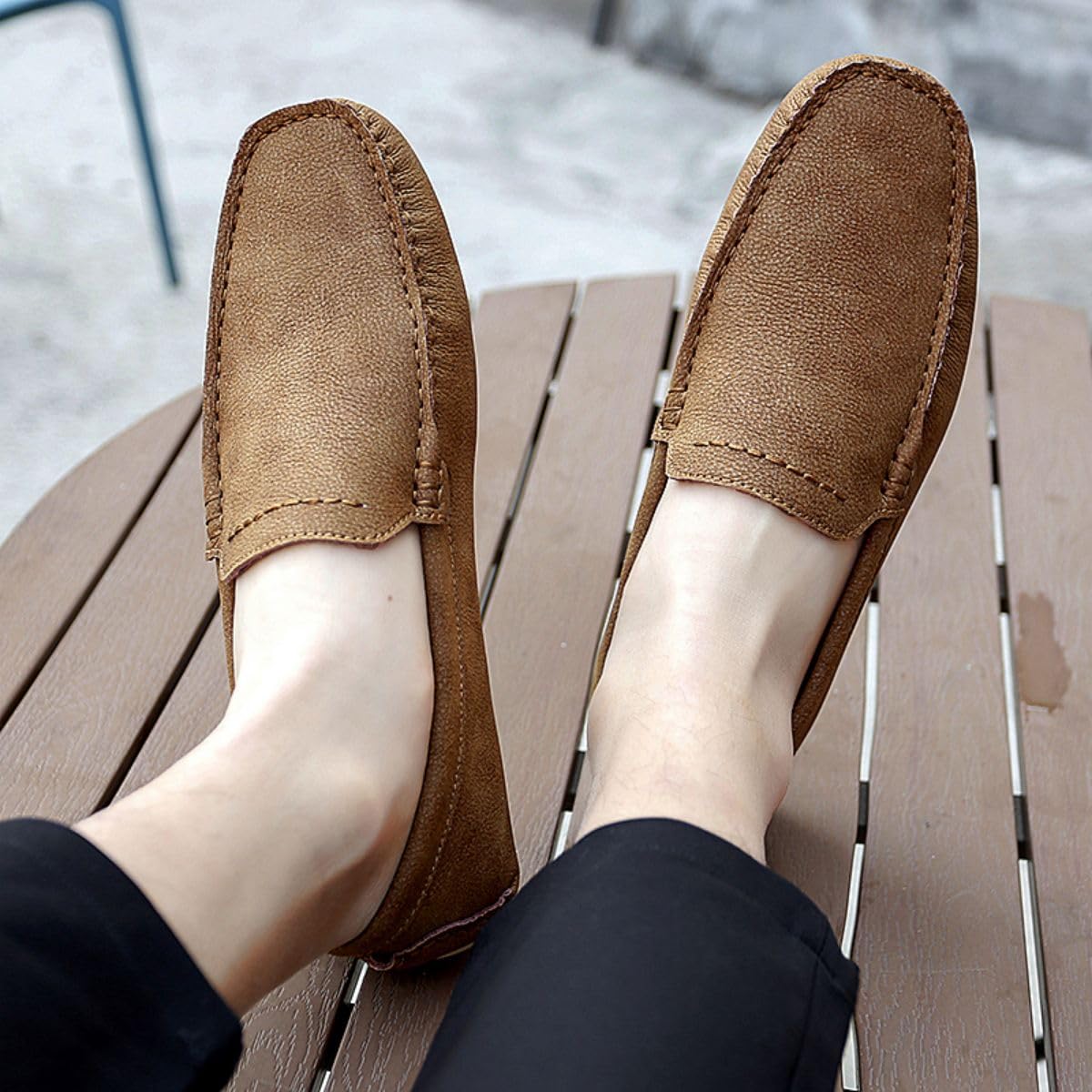 Mocasines para Hombre de Cuero Moda Slip-on Shoes Driver Shoes Casual Flat Shoes 38-49 EU