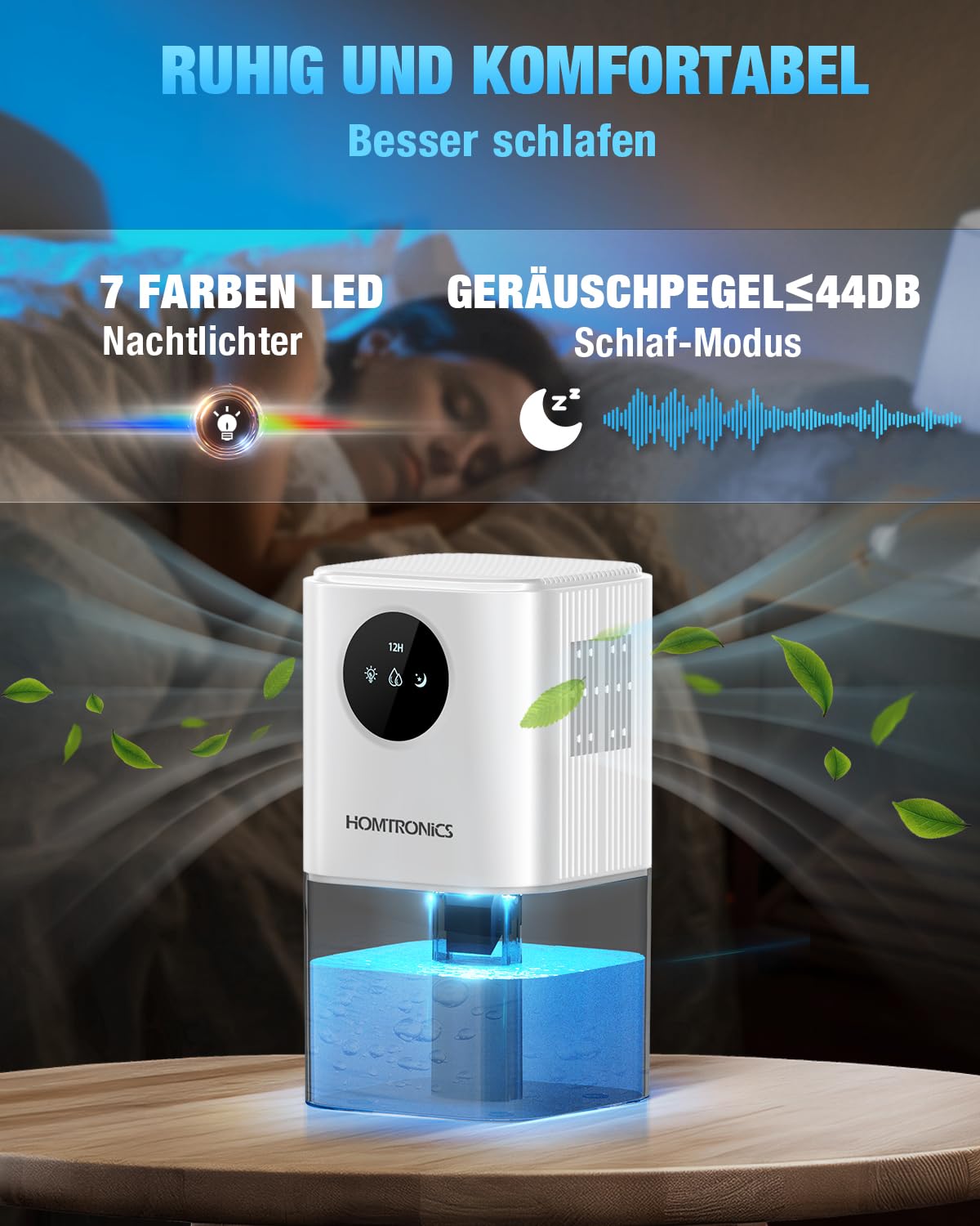 Homtronics Luchtontvochtiger, 1700 ml, elektrisch, klein, draagbaar