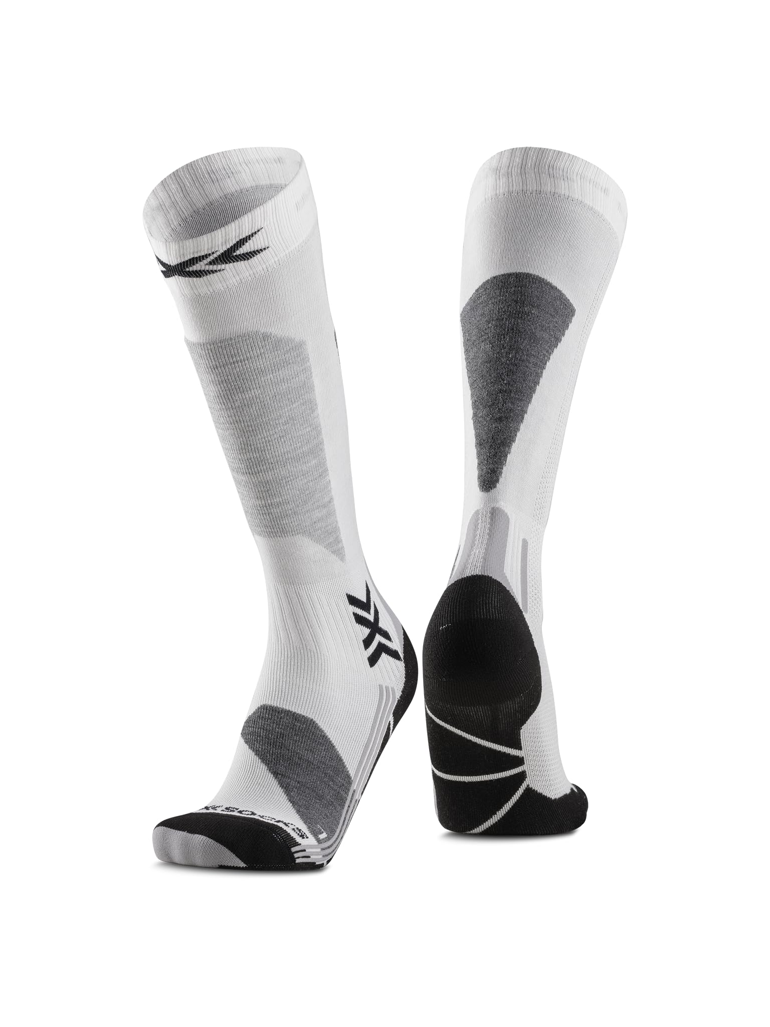 X-Socks Ski Discover OTC Donna - Calze da sci ad alte prestazioni, comfort ottimale, protezione avanzata e vestibilità superiore per un'esperienza di sci impareggiabile - Bianco/Grigio, 35-36