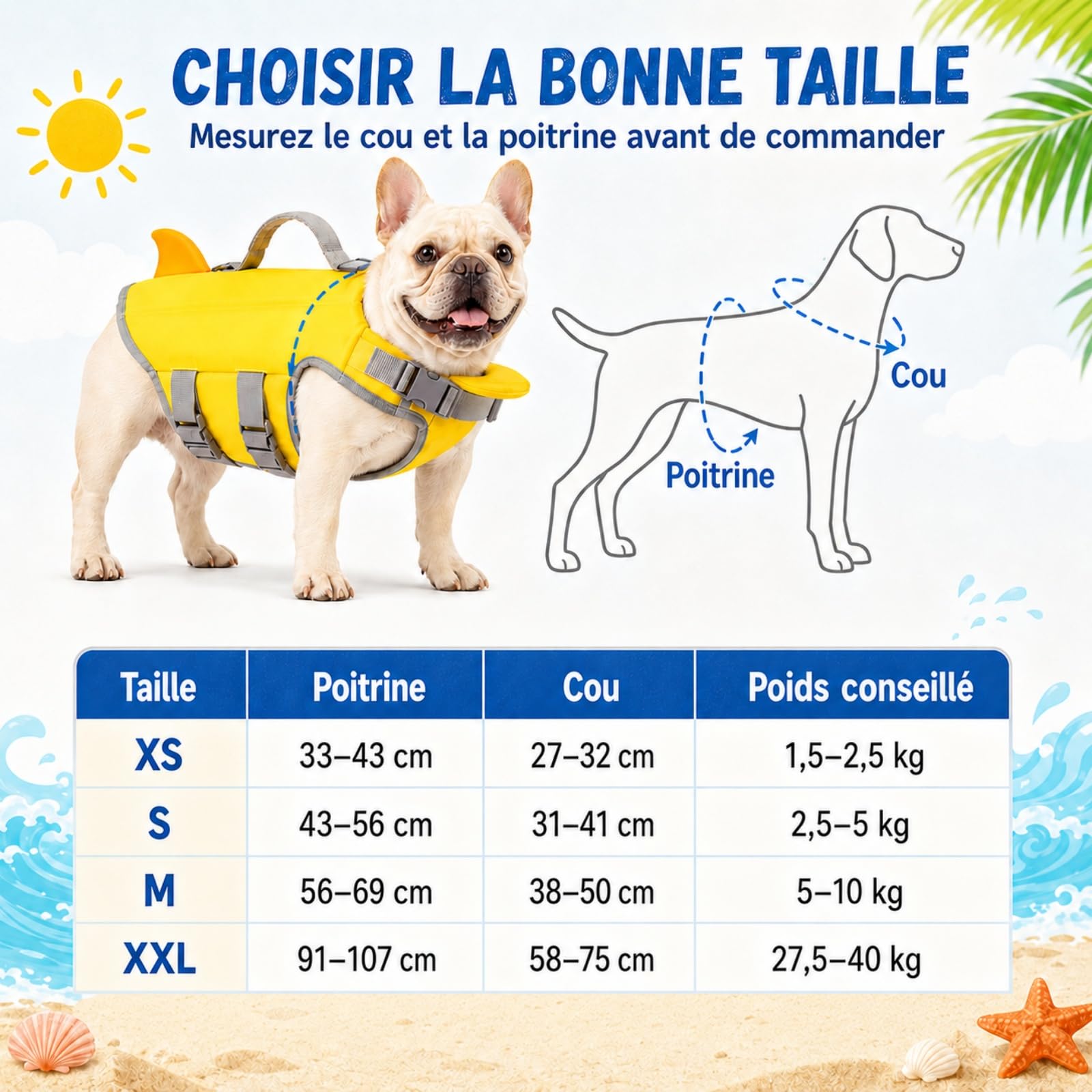 Gilet De Sauvetage Chien, Bouee Chien Piscine，XXL | Bouée Chien avec Poignée et pour Petit Et Moyen Animal Piscine Plage Extérieur