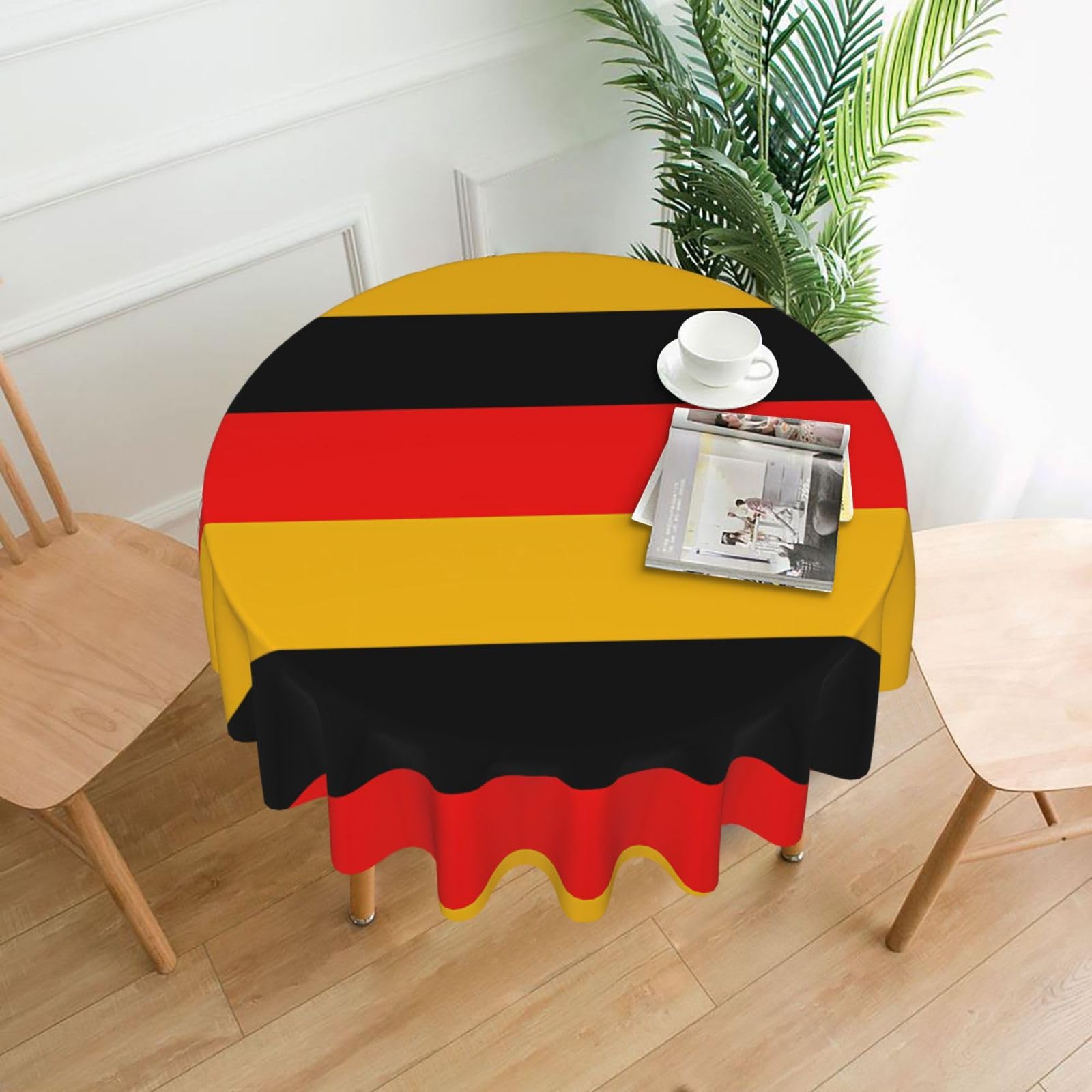 YYHHAOFA germany flag Prints 60in Round Decorative Tablecloth – High-Grade Polyester Throw Cover for Dining, Parties, and Outdoor Events