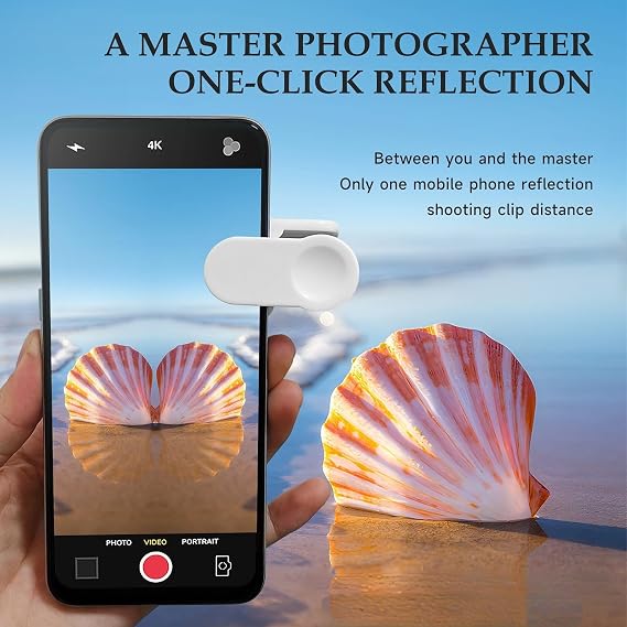High Definition Phone Camera Reflection Mirror with Clip for Smartphone Photography, Flip Mirror for Landscape and Portrait s, Compact Glass Lens for Clear Reflections
