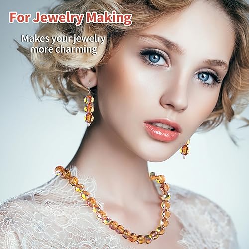 Miniatura 5 de Cuentas de Cristal para Hacer Joyas, 80 Piezas de Cuentas de Cristal, Cuentas de Vidrio de 10mm, Cuentas Redondas Facetadas a Granel para