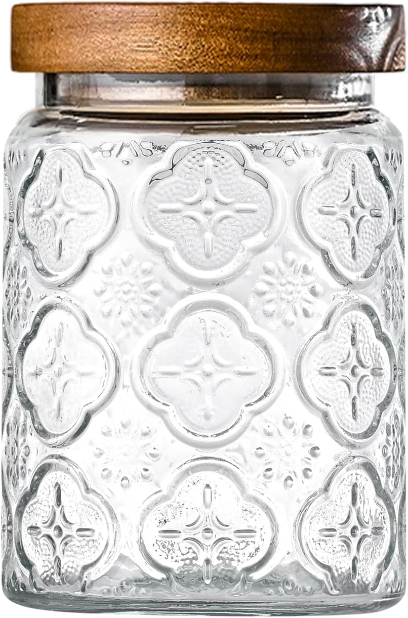 Adodeen 25oz Vintage Glass Jar With Lid, Glass Storage