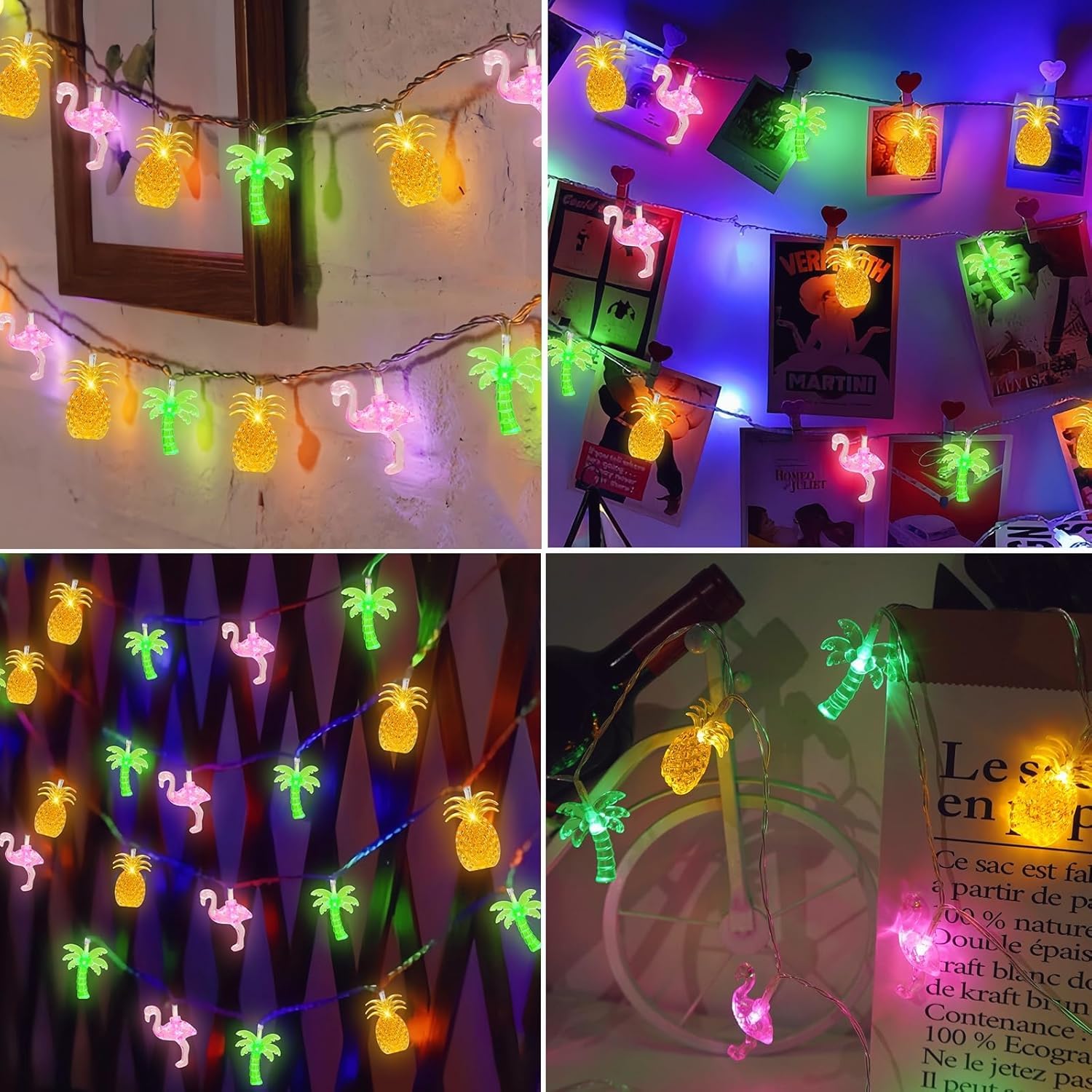 Catena Luminosa Hawaiana 3m Con 20 LED, A Batteria, Per Feste Estive, Spiaggia, Interni/Esterni, Decorazione Tropicale - 4