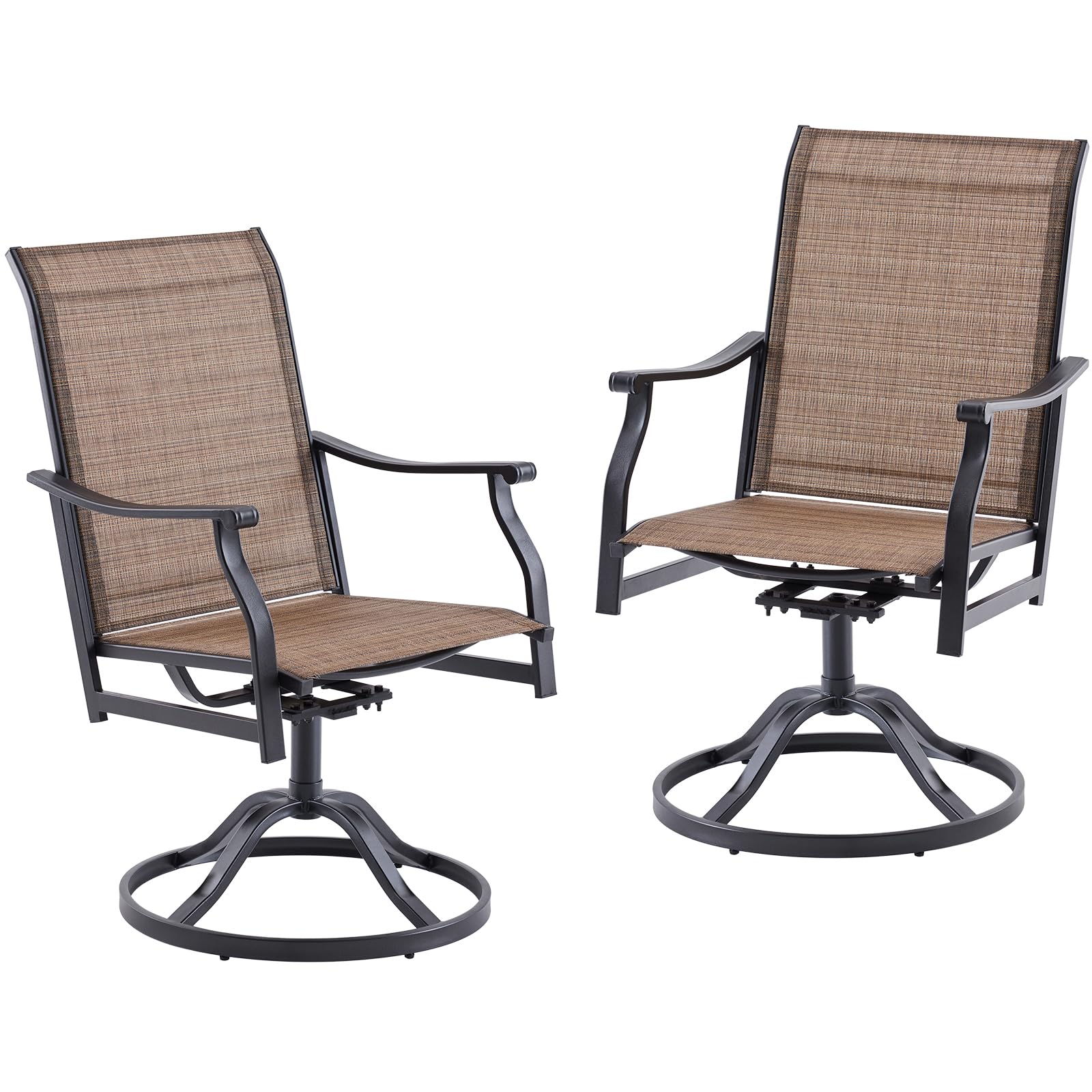 Soohow Outdoor Dining Chairs Set of 2, 360°Swivel Patio Dining Chair with Textilene Fabric, Outdoor Metal Armchair All Weather Resistant, Ergonomic Comfort, Perfect for Patio, Backyard, Balcony