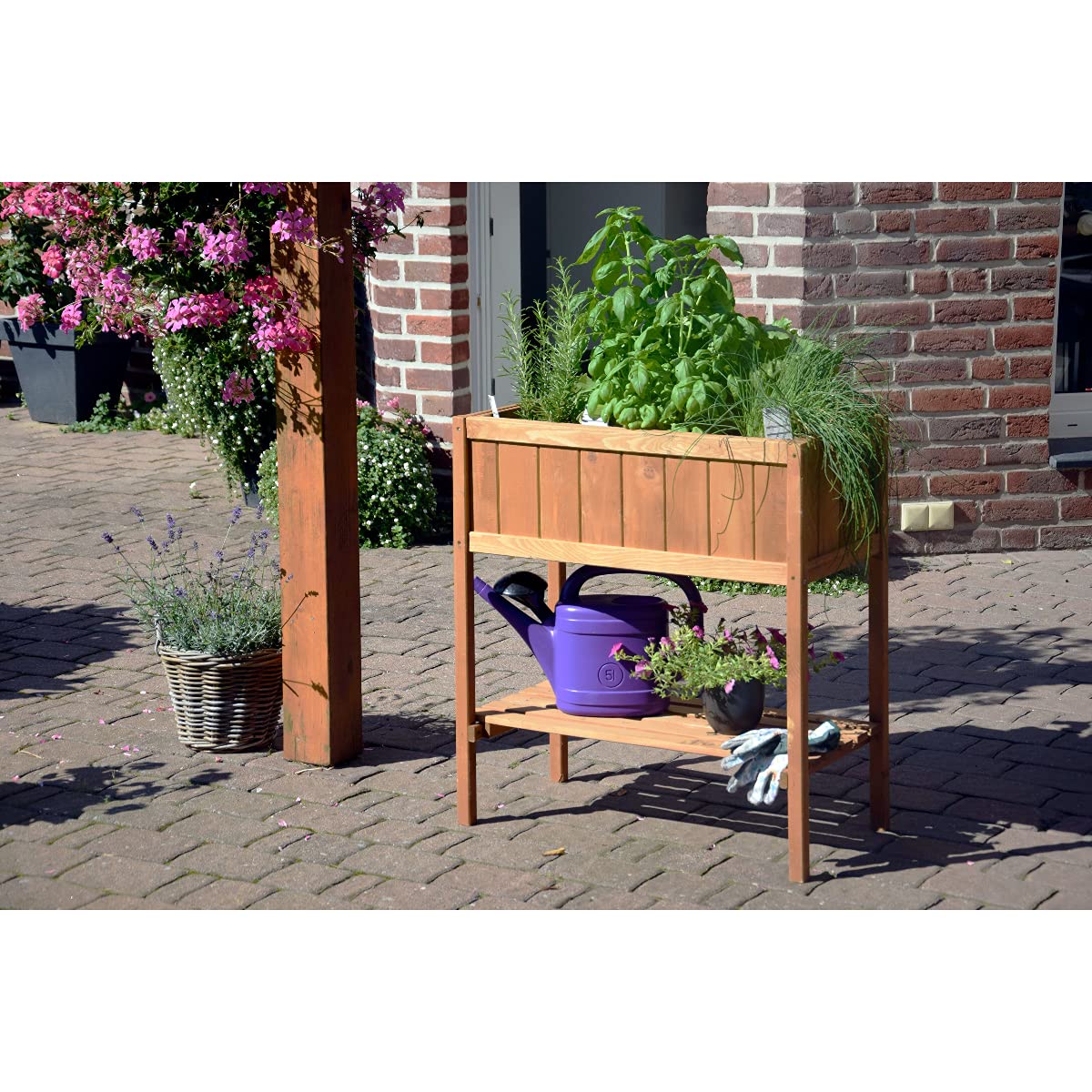 dobar® 58250e kompaktes Hochbeet | Erhöhtes Gemüsebeet | Kräuterbeet aus Holz | Balkonbeet für Salat | Pflanzkasten für Balkon/Garten/Terrasse | 76 x 40 x 80 cm | Braun