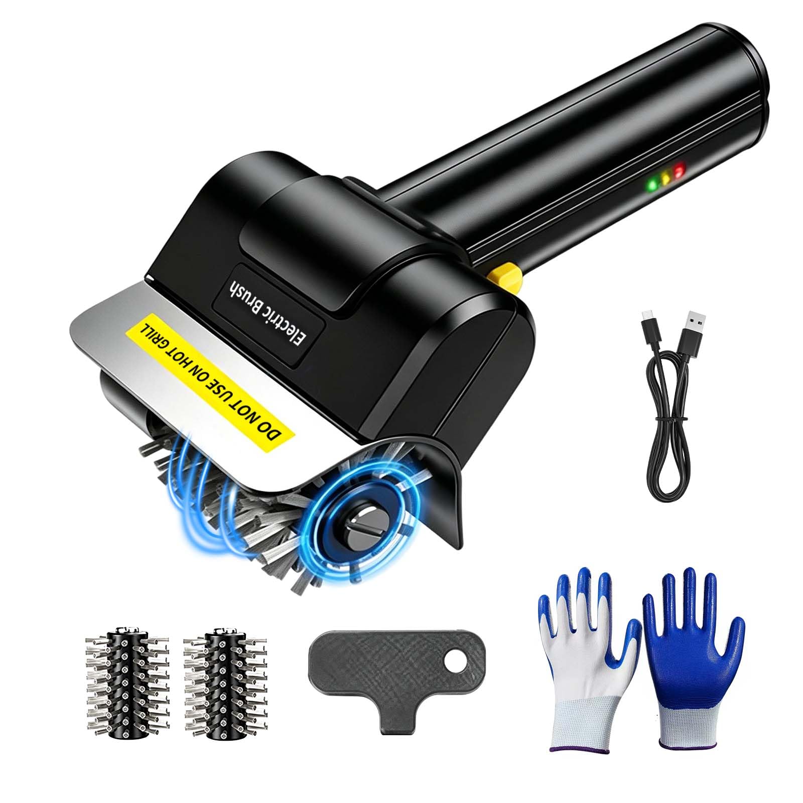 Brosse Barbecue Electrique, Rechargeable sans Fil, Brosse Barbecue Autonomie De 90 Minutes,Nettoyage Polyvalent De La Rouille Et des Salissures (pour Grilles, Treillis MéTalliques, Cuisine)