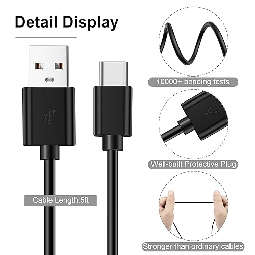 Miniatura 6 de Cable de carga USB-C de 5 pies para altavoz Sony, cable de carga de repuesto para Sony SRS-XB13 XB23 XB33 XB43 XG300 XB100 XE200 XE300 NS7 NB10
