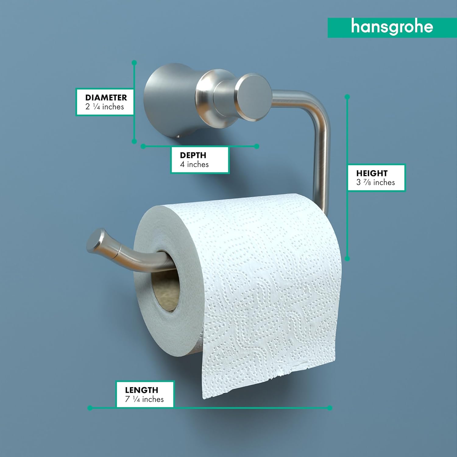 hansgrohe 4787820 Joleena Toilet Paper Holder in Brushed Nickel, 7.25-Inches Wide