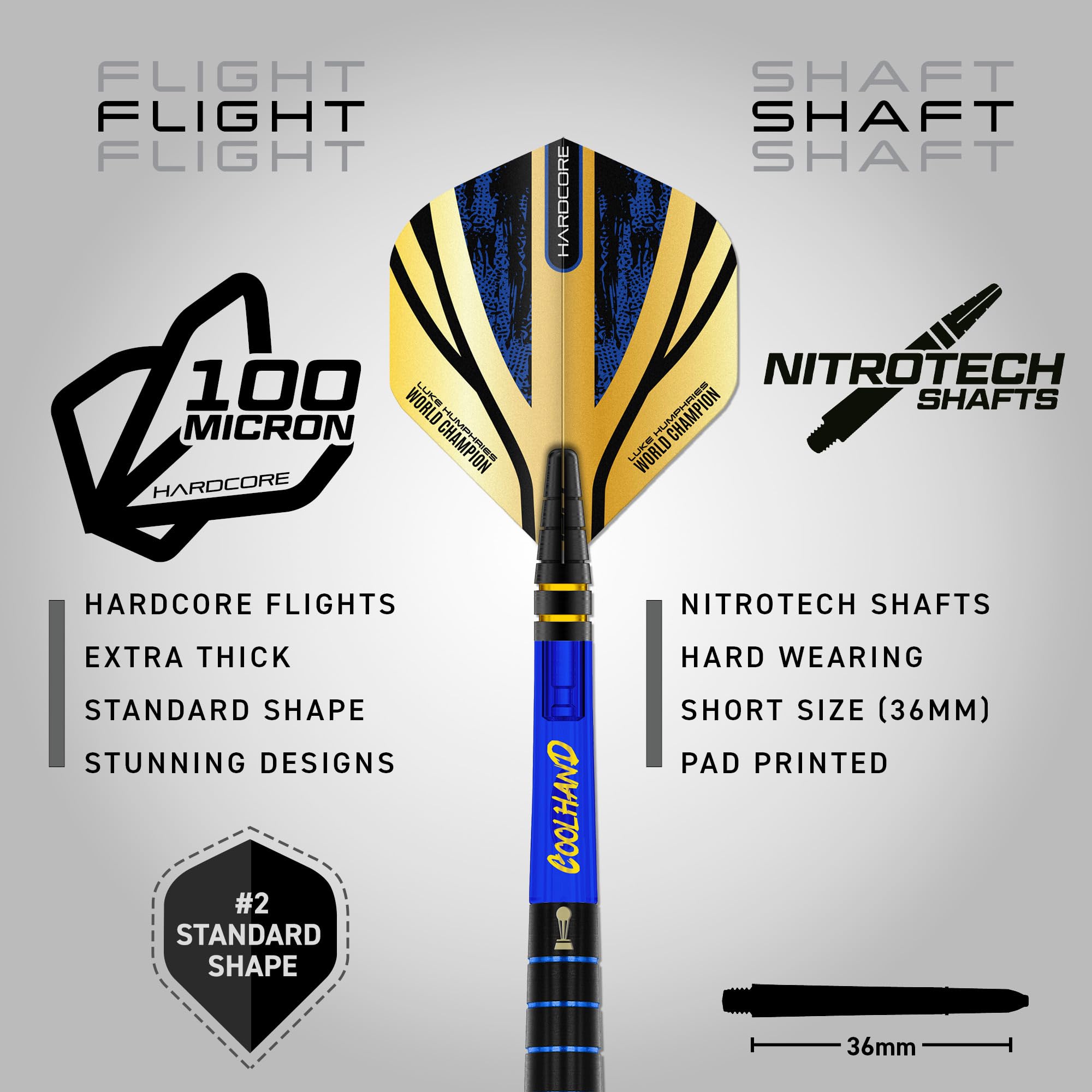 RED DRAGON Luke Humphries TX Series Premium Tungsten Darts Set including Flights and Stems (TX4, 24g), Black / Blue - Image 3