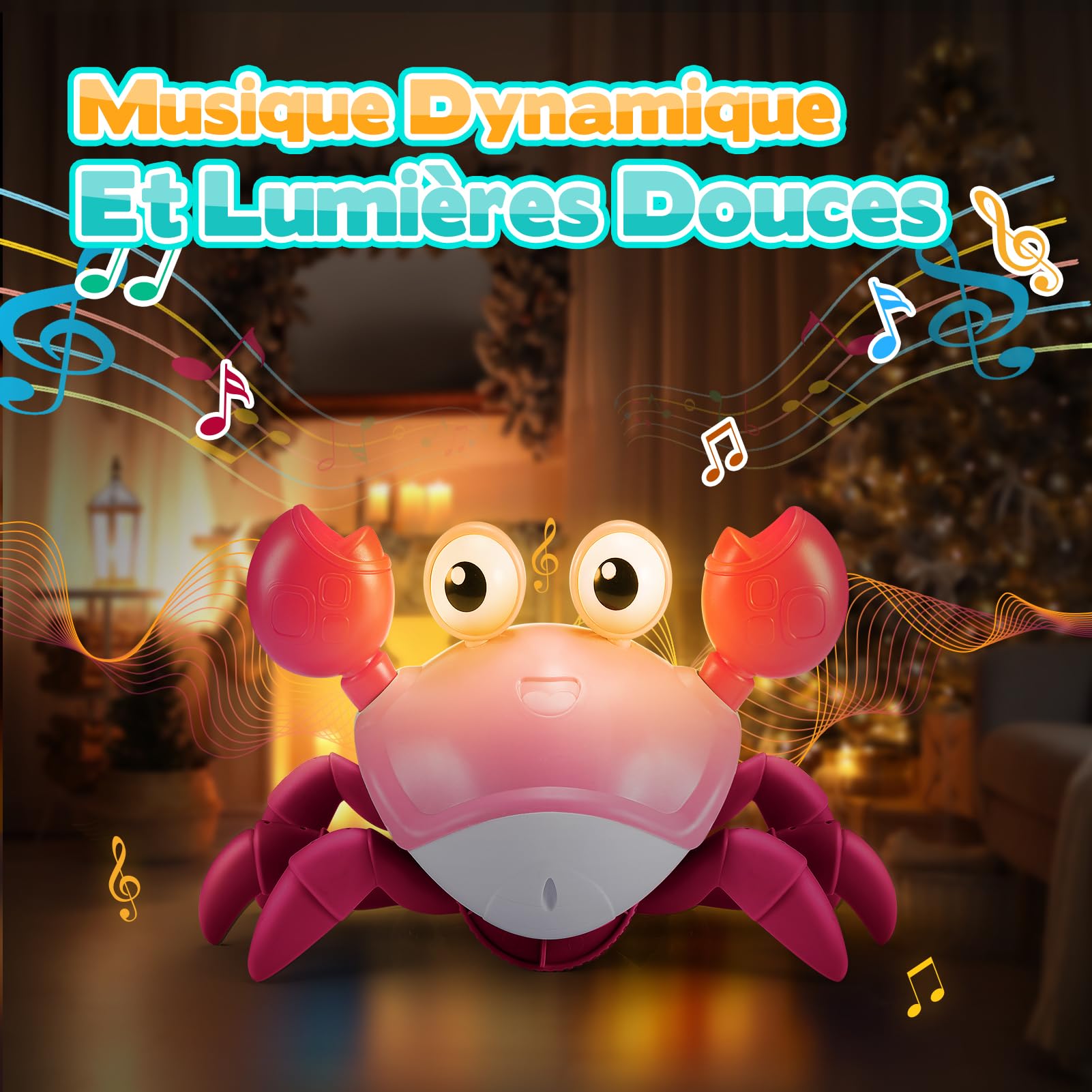 iKidiki Jouet Fille 1 2 3 4 Ans, Crabe Jouet Bebe 1 2 3 4 Ans Cadeau Fille 1 2 3 4 Ans Crabe Qui Marche Bebe Jouet Montessori Bebe 6-12 Mois Jeu Bebes 1 2 Ans Cadeau Bébé 1 2 Ans Jouets Musicaux