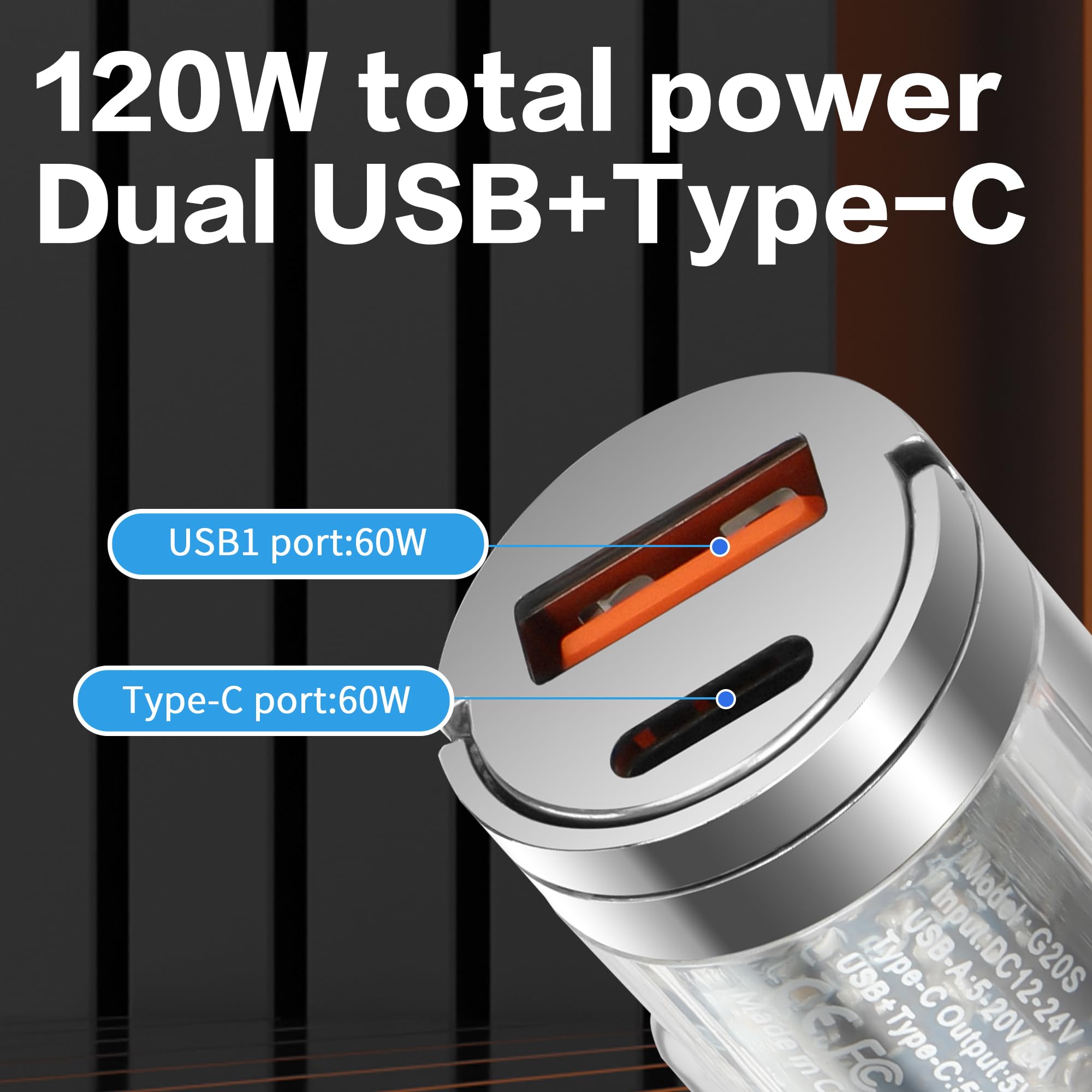 Caricabatteria per Auto Doppie Porte PD30W QC3.0 Adattatore per Auto Mini USB per Accendisigari in Lega di Alluminio a Ricarica Rapida per Veicoli
