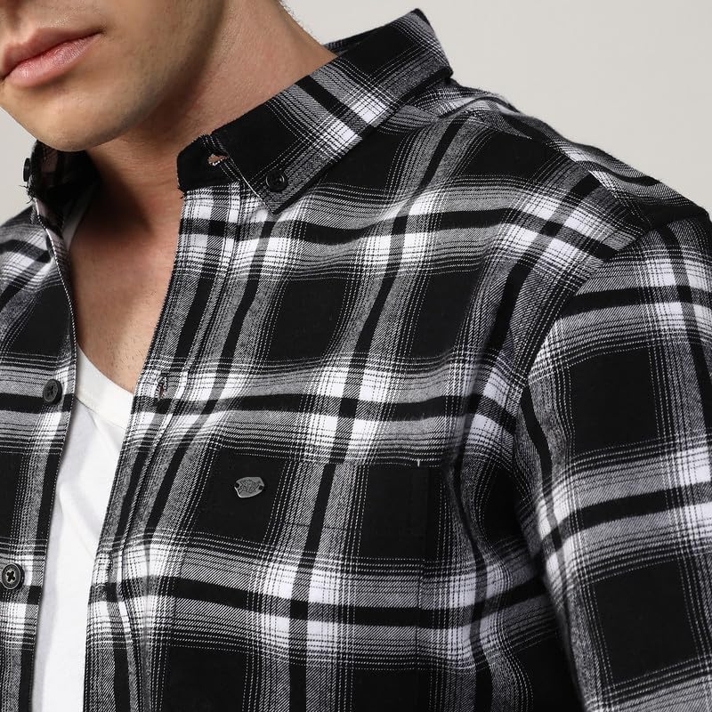 Image of CAHOOT Men's Brushed Buffalo Check Shirtfor Casual Wear | Spread Collar | Long Sleeve | Button Closure | Shirt Crafted with Comfort Fit for Everyday Wear