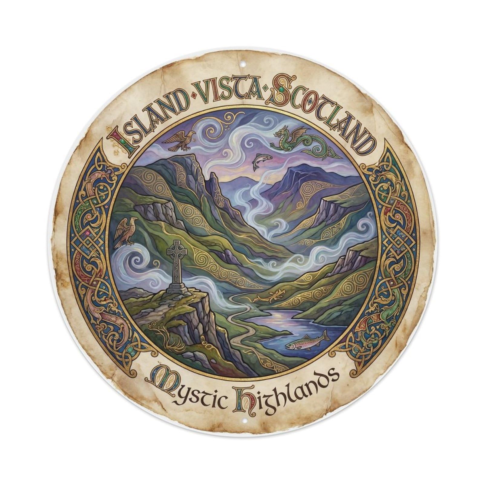 Vintage Travel Island Vista Scotland Highlands Metal Tin Sign