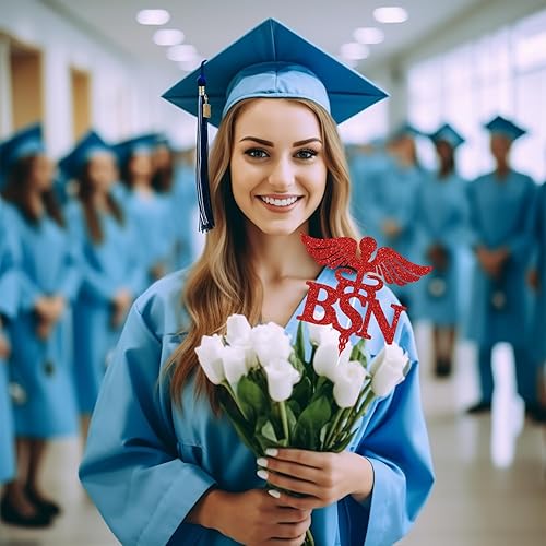 Miniatura 3 de Decoración para tartas MD con purpurina roja Felicidades Doctor 2023Superviviente de la escuela de medicinaClase de 2023RNBSNFuture Doctor