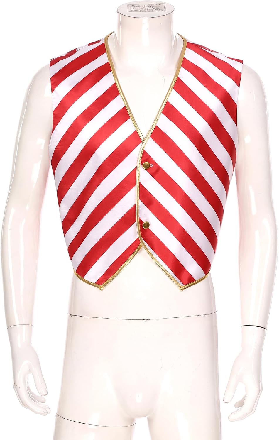Men's Christmas Candy Cane Red White Stripe Waistcoat Vest Tops Santa Claus Sleeveless Tops