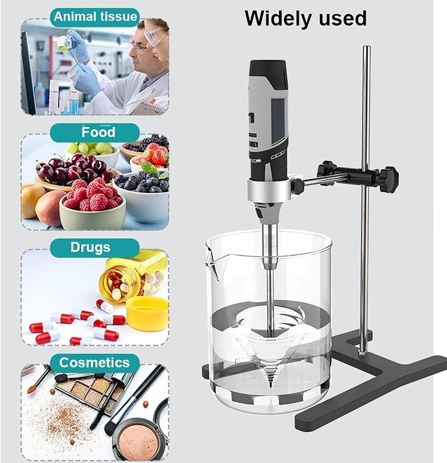 Handheld Homogenizer, Lab High-Speed Cell Tissue Homogenizer, 6 Gears Adjustable, 0.5-250ml High Speed Dispersing Homogenizer,for Cell Homogenization, Mixing Charge,Plugin-10mm+8mm