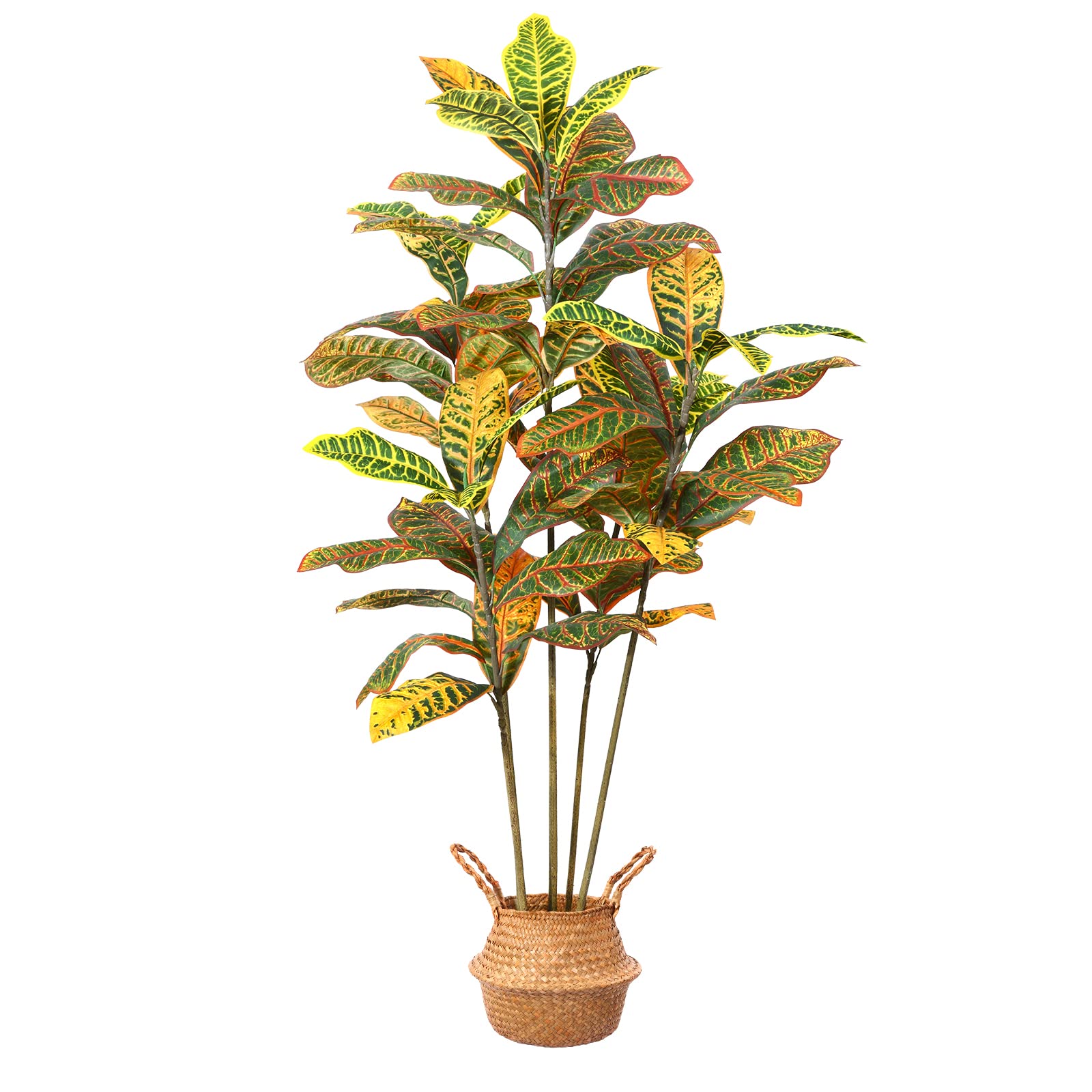 Buy Ferrgoal Artificial Croton Tree with Woven Basket 47 Inch Fake s