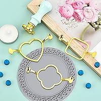 Vista 5 de cnomg 7 piezas de moldes de sello de cera de metal, esterilla de sellado de cera de oro, kit de moldes para invitaciones, sobres, regalos, embalaje