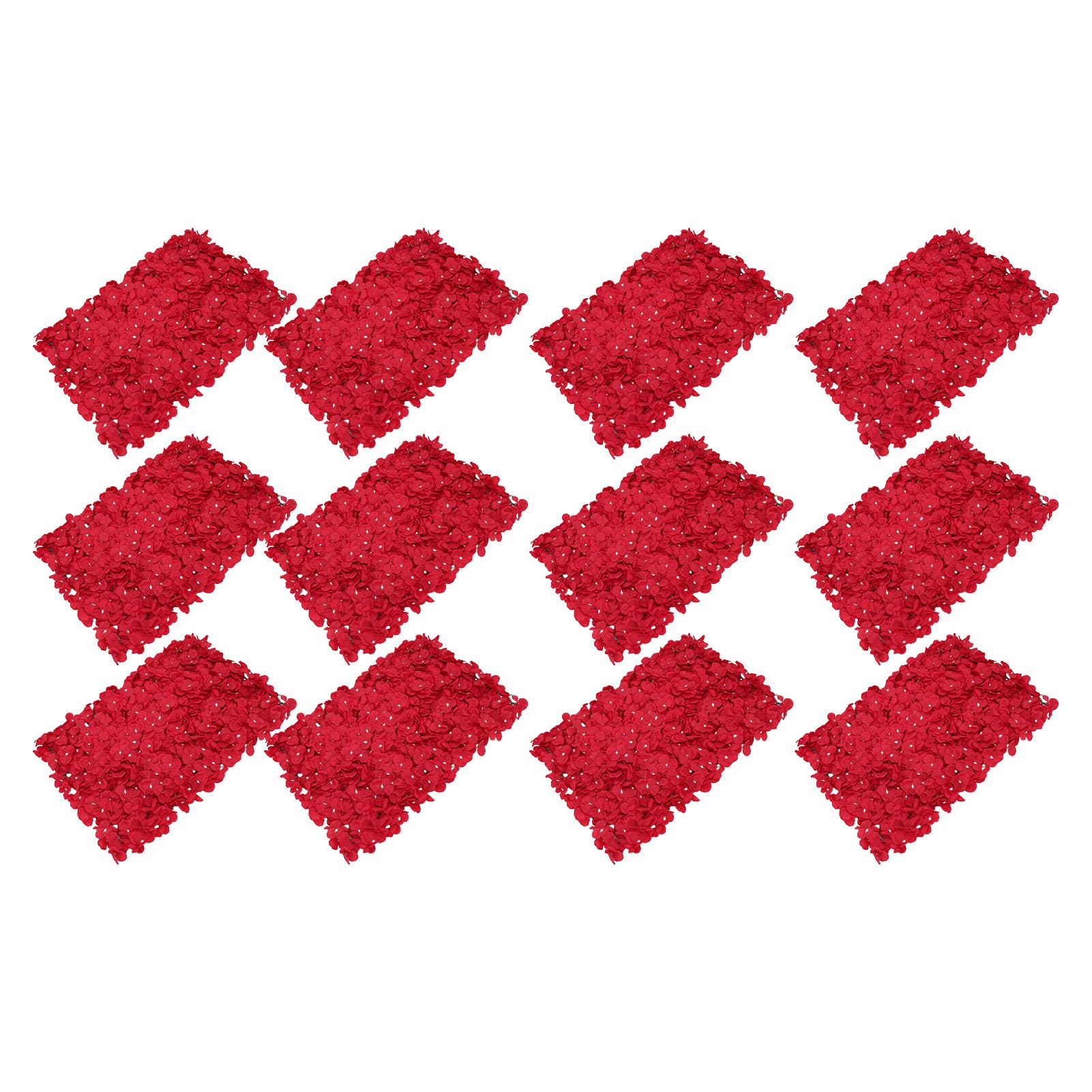 Künstliche Hortensien-Blumenwand-Hintergrundpaneele für Hochzeitsdekoration, 12er-Pack, 60 X 40 cm |Wiederverwendbarer und Einfach Aufzubauender Dunkelroter Seidenblumen-, Romantische