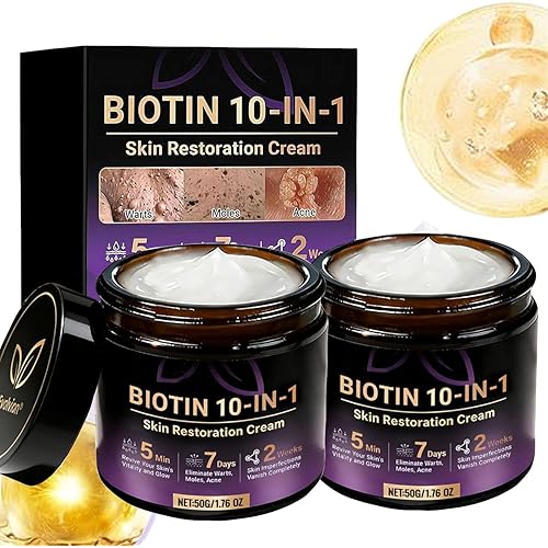 Biotin 10-in-1 Skin Restoration Cream, Natural Collagen Lifting Serum, 2026 New Professional Skin Treatment Cream for Removing and Repair, Moisturizer, All Skin Types (50ML*2PCS)