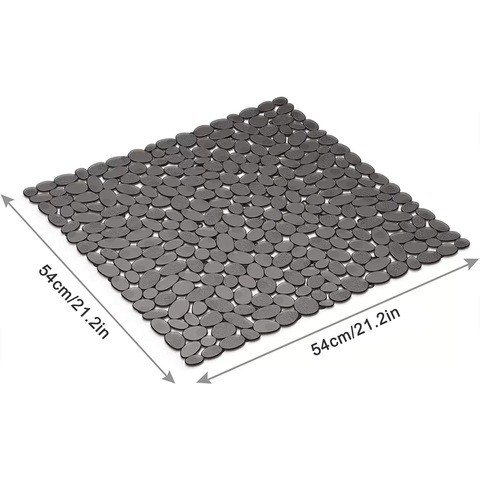 Tappetino For Doccia Con Ciottoli, Quadrato Antiscivolo In PVC Ventose For Fori Di Scarico, For Vasca Lavabile In Lavatrice For Il Bagno(Black)