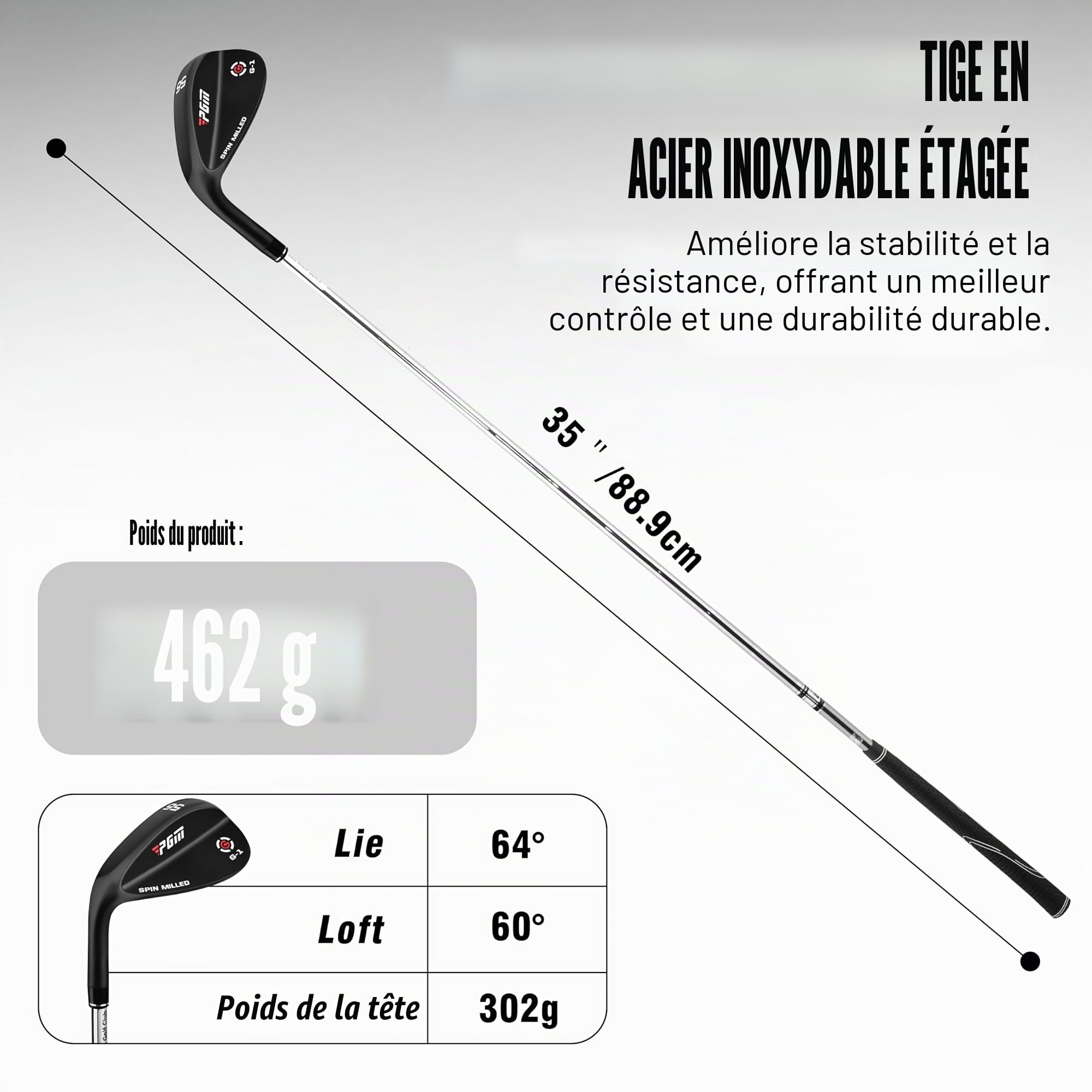 PGM Ensemble de cales de golf pour homme et femme – Écart de 52/56/60 degrés pour droitier – Face fraisée pour plus de rotation – Échapper facilement du bunker