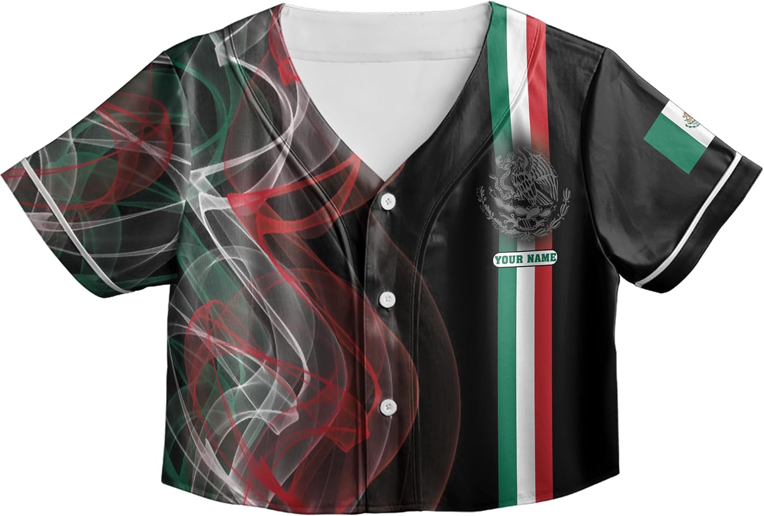 ThuhaTree Store Personalized Mexico Flag Mexico Mexican Crop Top Baseball Jersey XS-XL, Women’s Mexico Jersey (Style 2)
