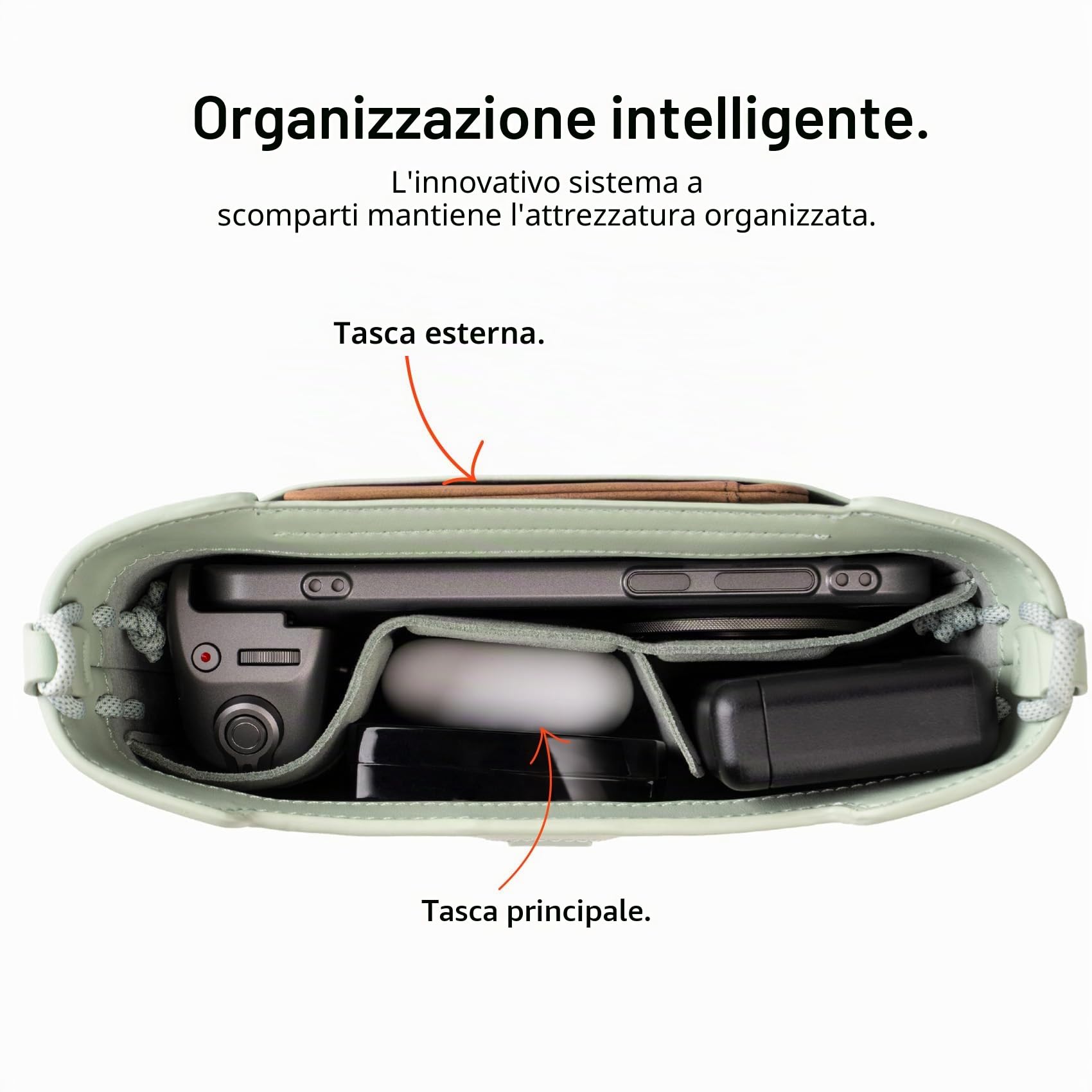 PGYTECH OneGo Borsello a Tracolla Classico per Telefono, Custodia Fotocamera Retrò in Microfibra con Chiusura Magnetica, per Fujifilm X100/Sony ZV-1/Grip Telefono/DJI OSMO Pocket 4/3 (Nero)
