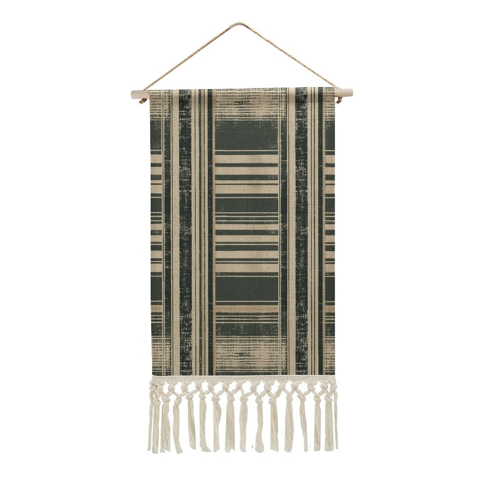 Adfgyerh Style Simple Striped Pattern Tapestry With Tassels Cotton And Linen Hanging Posters, Wall Art For Travel Gift, Wall Tapestry For Office Home Decor Bedroom Living Room Decor