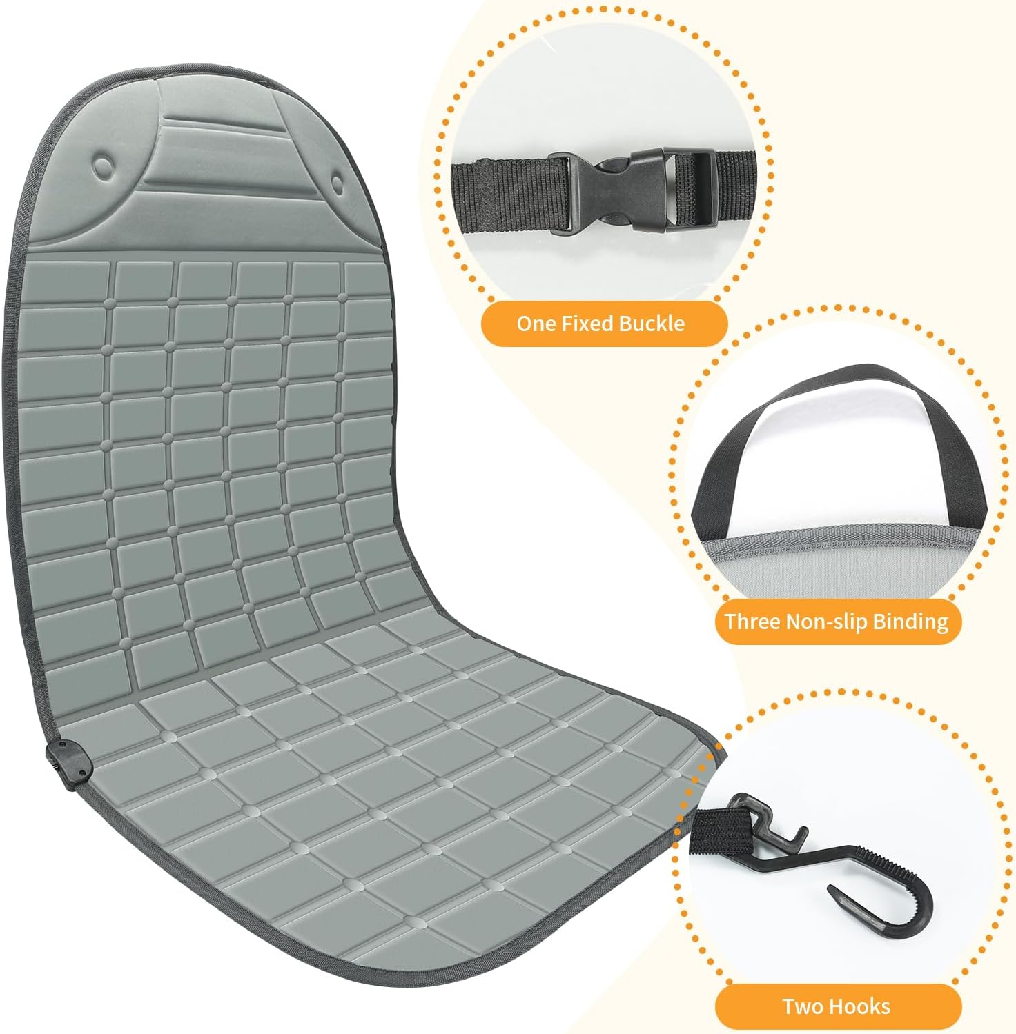 slashome Seat Cover Comfortable Winter Seat Cushion with Adjustable Buckle for Full Back and Seat 2-Pack (Grey)