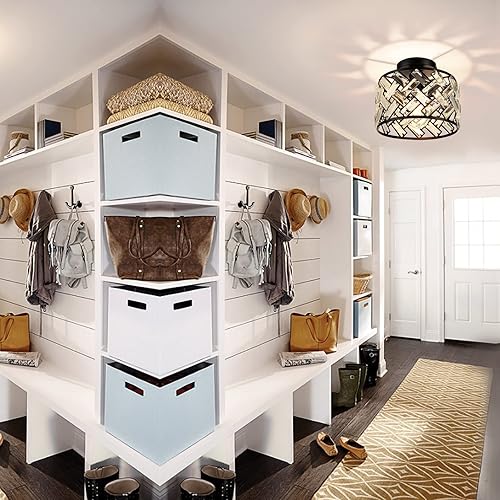 Miniatura 6 de FRIDEKO HOME Accesorios de iluminación para techo  Lámparas de pasillo negras de cristal semi empotrado Iluminación de techo para dormitorio,