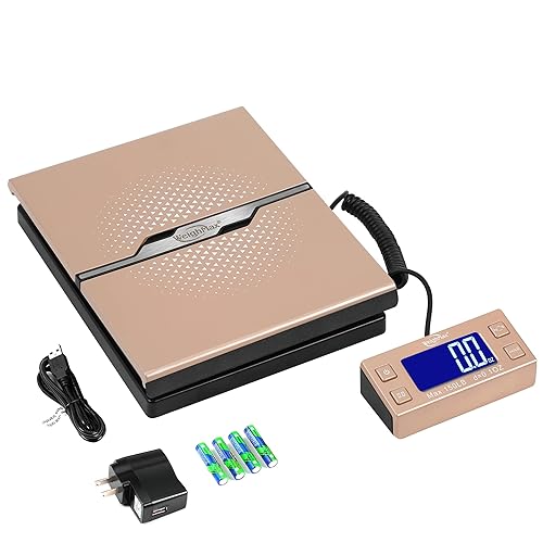 Miniatura 1 de Weighmax W-8809 150 libras x 01 onzas - Báscula digital de envío y postal con pantalla extendida dorado batería y adaptador de CA incluidos