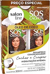 Salon Line, Kit Shampoo e Condicionador, S.O.S Cachos, Óleo de Coco, Vegano - Para Cabelos Ondulados, Cacheados e Crespos, 2 Unidades