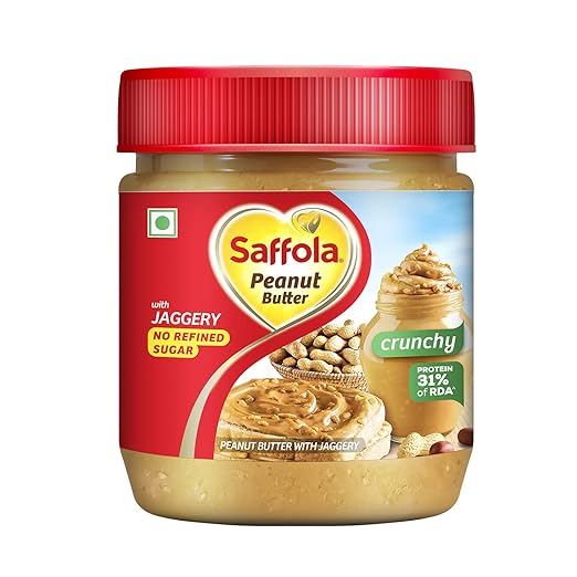 Saffola Peanut Butter Crunchy , 350 gm | High Protein Peanut Butter | Only Jaggery, No Refined Sugar